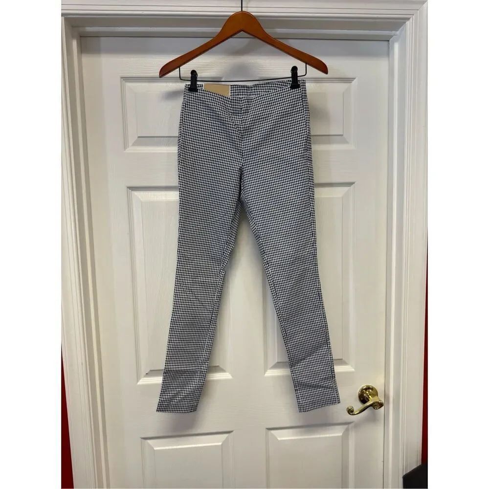 Michael Michael Kors Navy & White Houndstooth Super Skinny High Rise Pull On Pan